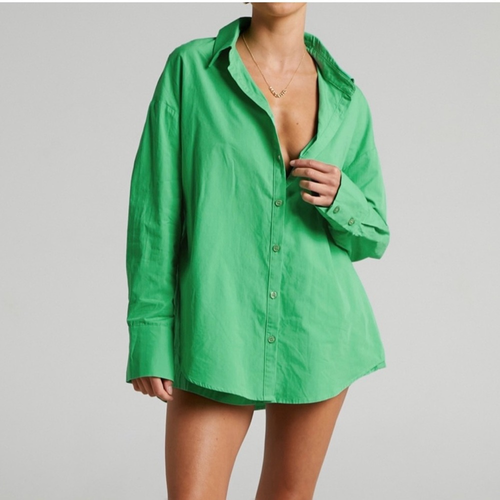 Showpo. Green Button Down Blouse